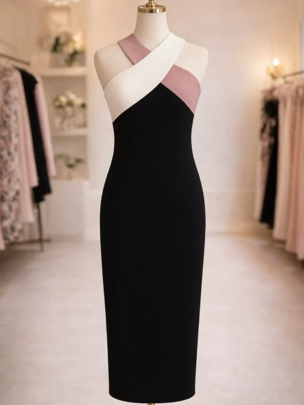Le Superbe Drinks On You Knit Bodycon Midi Dress Neutral Trifecta XS NWT